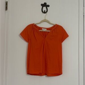 Calligraphie Orange V-Neck Women's Top